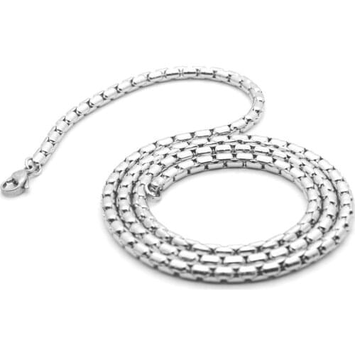 10pcs simple Stainless steel couple geometric square Round beads shape chain necklace men women love fashion personality jewelry