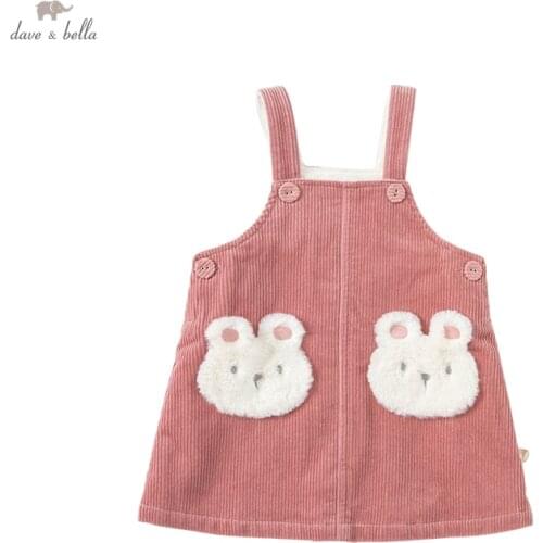 DBM19450 dave bella winter baby girls princess cartoon strap dress lolita party suspenders dress toddler children clothes