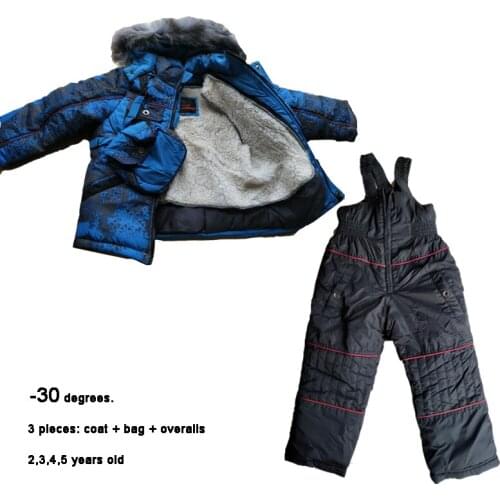 Baby Snowsuits Winter Boys Rompers 2 3 4 5 years Kids Ski Suits 3 piece Warm Children Winter Snow Jackets Infant Outwear