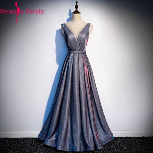 Elegant V Neck Sleeveless Lace A Line Evening Dress 2020 Charming Sequined Beading Laced Up Back Formal Party Dress Real Photo