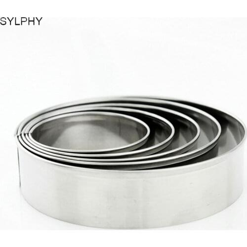 5 Pcs Round Shape Stainless Steel Cookie Cutters DIY Cake Fondant Biscuits Tools Sugar Craft Bakery Bakeware