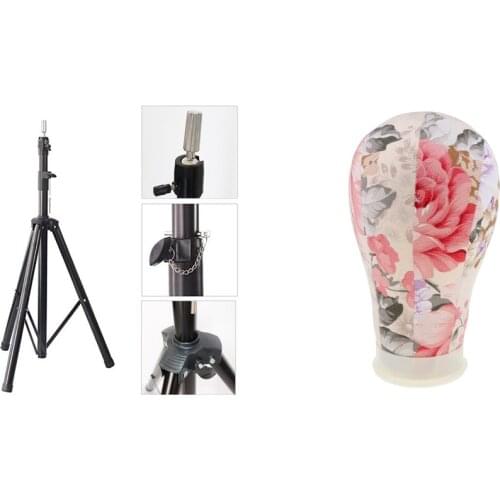 Canvas Block Mannequin Head + Tripod Display Stand Non-Slip With Travel Bag