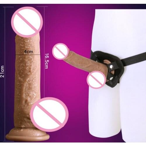 HOWOSEX Strap On Silicone Dildo Pants Realistic soft Penis Lesbian Strapon Panties two Layered Dildos big Dick Sex Toy For Woman