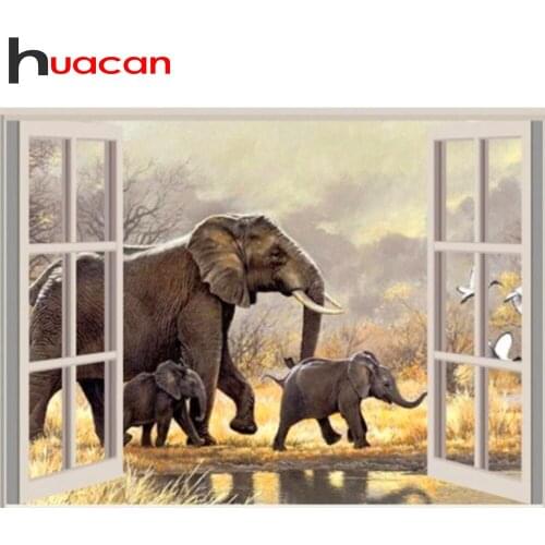 Huacan 5d Diamond Painting Animal Diamond Mosaic Cross Stitch Elephant Art Kits Embroidery Sale Handicraft