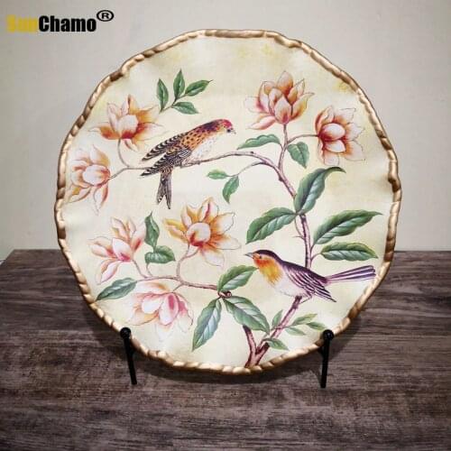 New Chinese ornaments Zen-like living room ceramic pendulum plate porch sitting plate creative watching plate TV wine cabinet