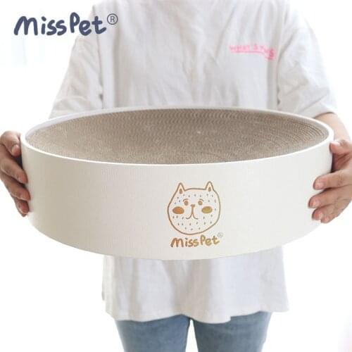 Misspet pure white round nest cat claw board cat toy Futon corrugated paper claw grinding round cat claw board