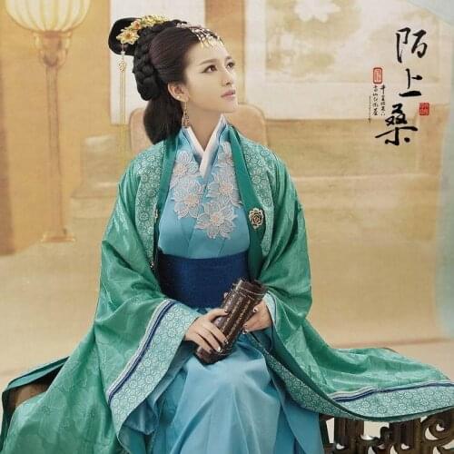 Mo Shang Sang Green Gorgeous Tang Empress Hanfu for Photography or TV Play or Stage Performance Female Costume set
