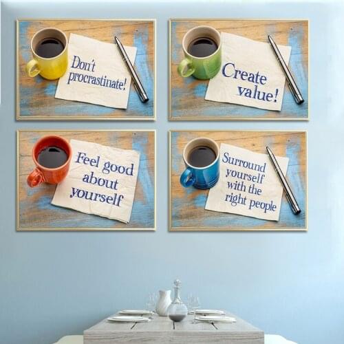 Action Created Confidence Motivational Reminder - Handwriting on A Napkin with A Cup of Espresso Coffee Canvas Art Posters Print