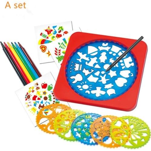 New Creative Toys Drawing Set with Drawing Template Coloring Pens For Kids Early Learning Educational Toy Children Painting Sets