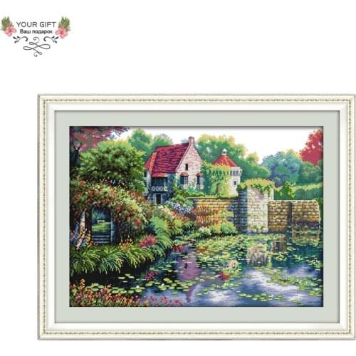 Joy Sunday F770 Free Shipping 14CT 11CT Counted and Stamped Home Decor England Castle Needlepoints Embroidery Cross Stitch Kits