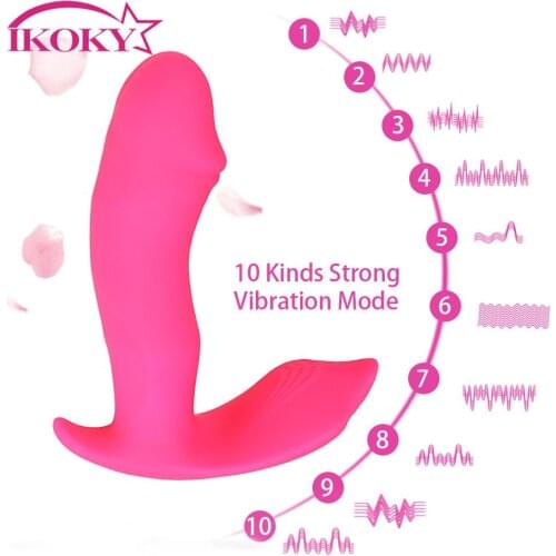 IKOKY Wearable Dildo Clitoris Stimulator Vaginal Massage Female Masturbation Heating Vibrator G Spot 10 Mode Sex Toys for Woman