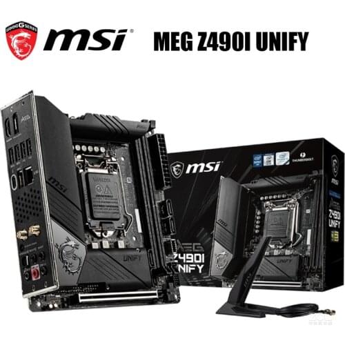 100% New MSI MEG Z490I UNIFY Motherboard LGA 1200 Intel Z490 DDR4 64GB Original Desktop MSI Z490 Mainboard 1200 PCI-E 4.0 M.2
