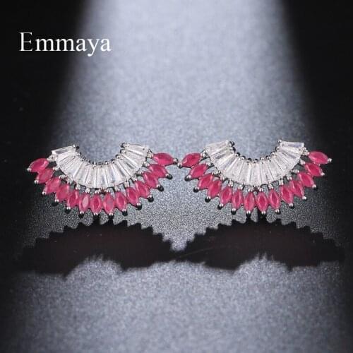 Emmaya New Fashion Fan Shape Charming Earring In Bridal Wedding Party Shiny Decoration For Women Exquisite Zirconia Jewelry