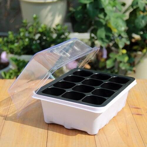6 Hole 12 Cells Plastic Breeding Boxes Nursery Seed Holder Seedling Tray Growing Box Flower Lid Germination Pot Plant Grow Base