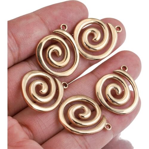 5pcs Lot New Stainless Steel Casting Gold Screw Thread Charms Connectors Jewelry Accessories for Women Diy Bracelet Necklace