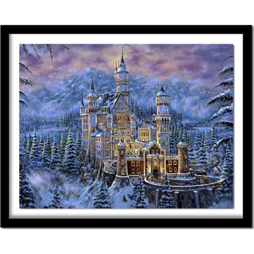 Full square drill diamond embroidery winter castle 5d diy diamond painting Cross Stitch Rhinestone decoration