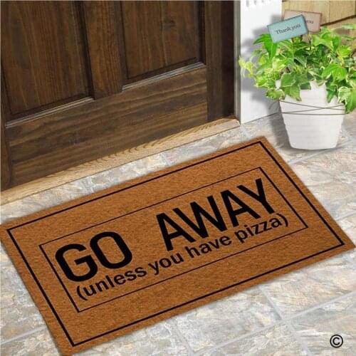 Funny Doormat Entrance Floor Mat Go Away (Unless You Have Pizza) Creative Designed Door Mat Indoor Outdoor Decorative Doormat