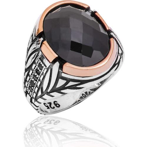 Tevuli 925 Sterling Silver Black Stone Men 'S Ring
