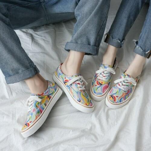 Unisex Rainbow Graffiti Platform Shoes , Running Shoes , Sport Shoes , Fitness Shoes , Sneaker , Canvas Shoes , Size 35-44