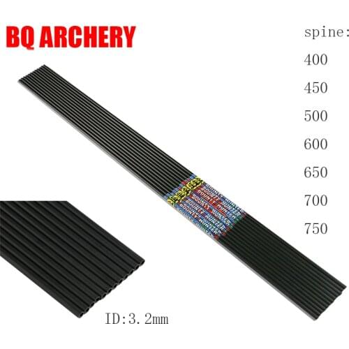 12pcs New Pure Carbon Arrow Shafts 32 inch ID 3.2 mm Spine 400 450 500 600 650 700 750 DIY Archery for Bow Hunting Shooting