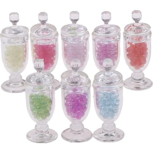 1pc 1/12 Dollhouse Miniature Mini Resin Candy Jar Simulation Candy Bottle Model Toys