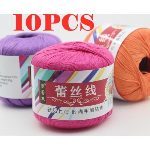 10PCs=500g DIY 100% Lace Cotton Yarn Thin Yarn Crochet 1.0mm Crochet Hooks For Hand Knitting soft baby Blanket Cloth 05