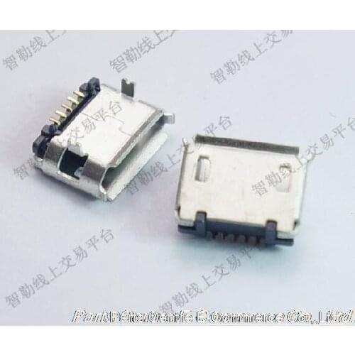 100 pcs Freeshipping Micro 5pin Micro usb connector female 5.9 distance 2feet DIP flat mouth 5P connector