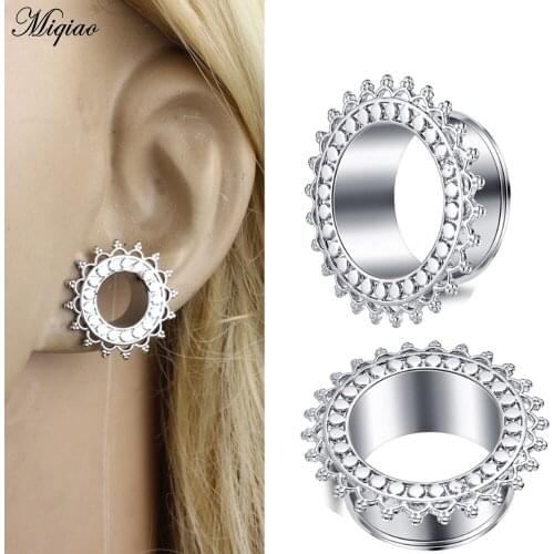 Miqiao 2 Pcs Stainless Steel Ear Gauges Ear Expander Ear Plugs and Tunnels Body Jewelry for Women Men
