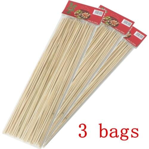 3 bags Disposable barbecue grill accessories bamboo skewers bamboo 30 cm long barbecue check