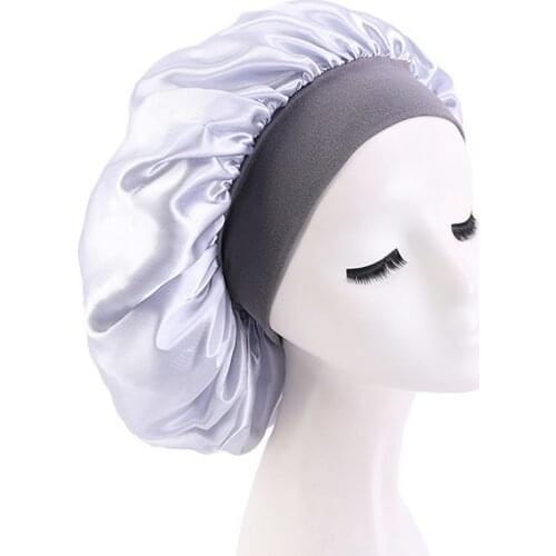 36cm Adjust Solid Satin Bonnet Hair Cap For Sleeping Long Hair Care Women Night Hat Silk Head Wrap Styling Tools