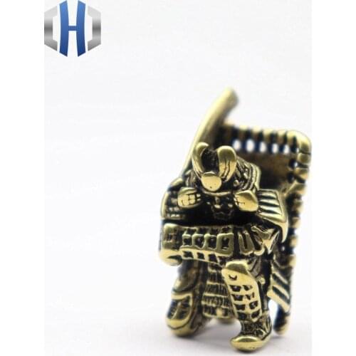 EDC Vintage Brass Old Pure Copper Japanese Samurai Style Umbrella Pendant Tool Knife Keychain Pendant Knife Beads