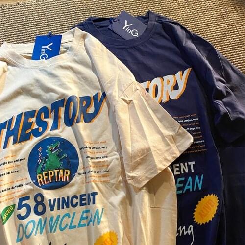 Brand 100%cotton T Shirts Vintage Dinosaur O-neck Oversized Harajuku Teens Girls Tshirt Summer Tops Plus Size American Vintage