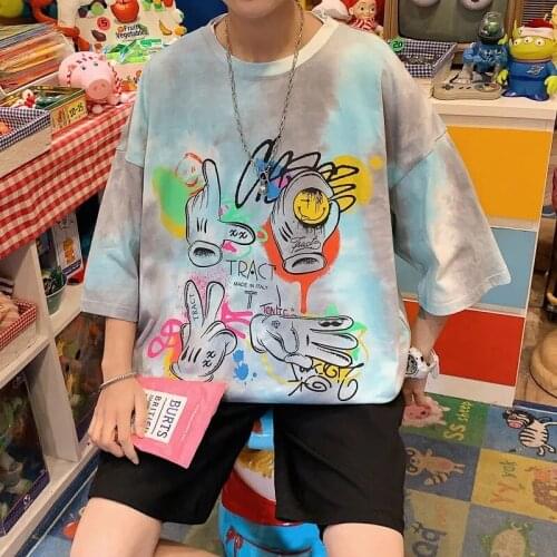 Fashion New Funny Printed Tees Harajuku Japan Tshirt Kpop Streetwear Boys Shirt T Shirts men clothing Cotton O-Neck Half