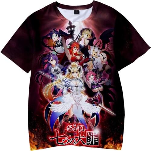 Japan Anime T-shirt 2021 Summer Men Women The Seven Deadly Sins 3D Print T shirt Kids Tshirts Boys Cartoon T-shirt Male Escanor