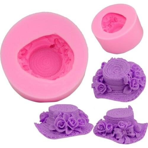 Hot Sale Flower Rose Hat Cap DIY Soap Mold Jelly Cookie Silicone Mould Candle Mold Fondant Cake Molds Chocolate Moulds