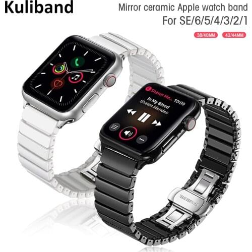 Ceramic Watch Band for Apple Watch SE/6/5/4/3/2/1 38mm 40mm Correa Link Bracelet for iwatch series 6/SE 42MM 44MM