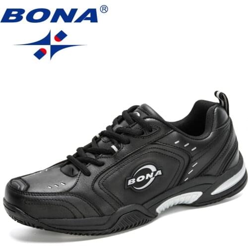 BONA 2021 New Designers Action Leather Tennis Shoes Man Volleyball Badminton Shoes Men Court Training Sneakers Mansculino Trendy