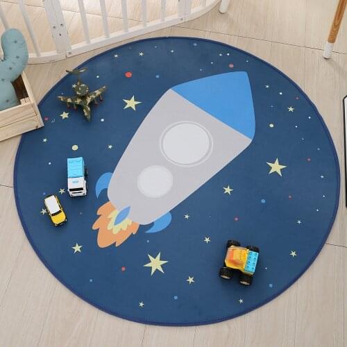 Round 120 CM Baby Play Kids Carpet Dinosaur Rabbit for Boys Girls 1CM Thick Crawling Carpets Living Room Anti-Slip Floor Pad