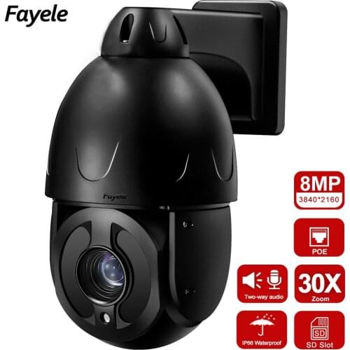 4K 8MP PTZ Camera Pan Tilt 30X Zoom POE 5MP Metal Speed Dome IR IP Camera SD Cloud Storage 2way Audio Motion Detection 3840*2160