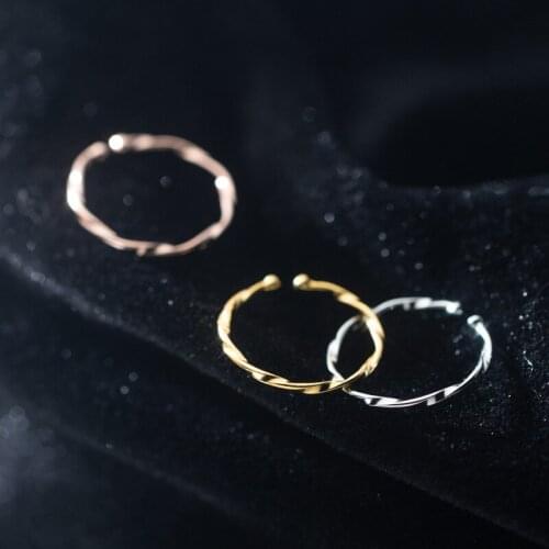 Mobius 1pc Real. 925-Sterling Silver Jewelry spiral Twist Ring adjustable C-J8842
