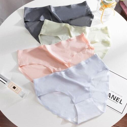 2021The New Ice Silk Mesh Fabric Ultra-Thin Womens Panties Low Waist Super Light Soft Graceful Solid Color Female Underpant A38