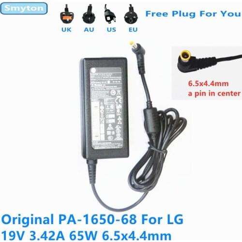 Genuine PA-1650-68 65W Charger 19V 3.42A PA-1650-43 AC Adapter For LG R400 R410 43LF510V TV 34UM67 M2380D M2780D LCD Monitor