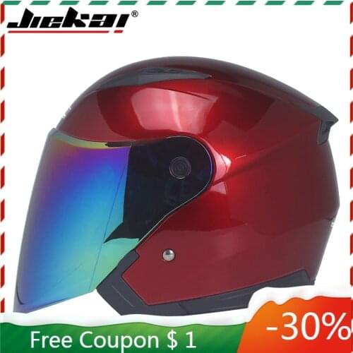 Half Covered Motorcycle Four Seasons Helmet Bicycle Double Lens Visor Mirror Mens and Womens Motorcycle Helmets JIEKAI 512