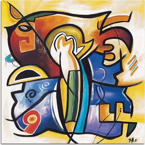 Poster Painting oil On Canvas Abstract POP Geometrical Line Art Wall Pictures For Living Room Home Decor Large Size