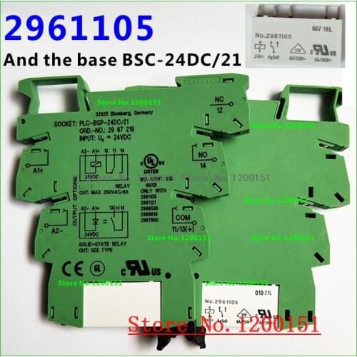 2961105 Power Relay 6A 250VAC 24VDC 5 Pins w/PLC-BSC-24DC/21 Socket