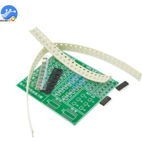SMT SMD Component Welding Practice Board Soldering DIY Kit Resitor Diode Transistor By start Learning Electronic Skill Training