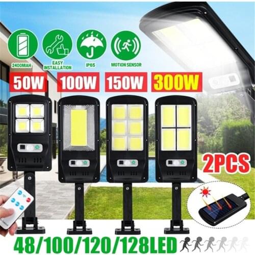 LED Solar Street Light Outdoor waterproof Wall Lamp Remote PIR Sensor Human induction COB Industrial Garden Highway Road lamp