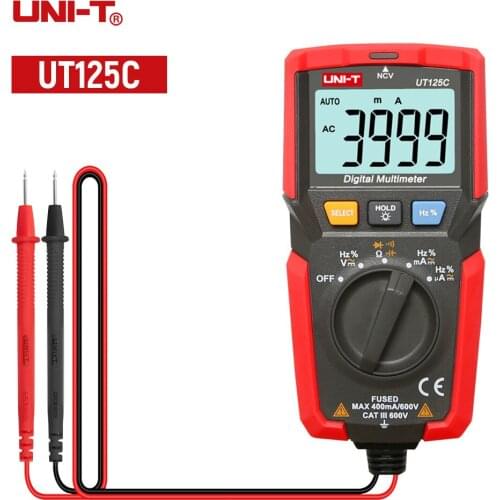 UNI-T UT125C Mini Digital Multimeter Resistor CapacitanceTemperature Anti-burn Electrician Universal Meter Tester CA