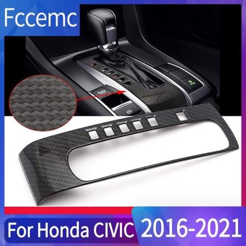 For 10th Gen Honda Civic ABS Carbon Fiber Texture Inner Gear Panel Trim Shift Box Decoration Cover stickerAutomatic Transmission