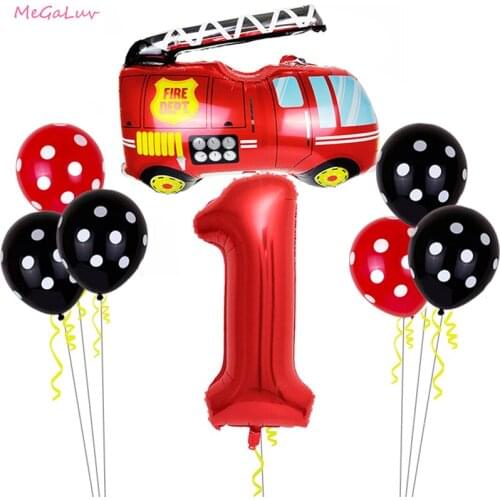 12pcs Fire Car Foil Balloons Kid Hero Gift Birthday Party Ballon Boy Firefighter Party Baby Shower Decor Firemen Balloon Globos